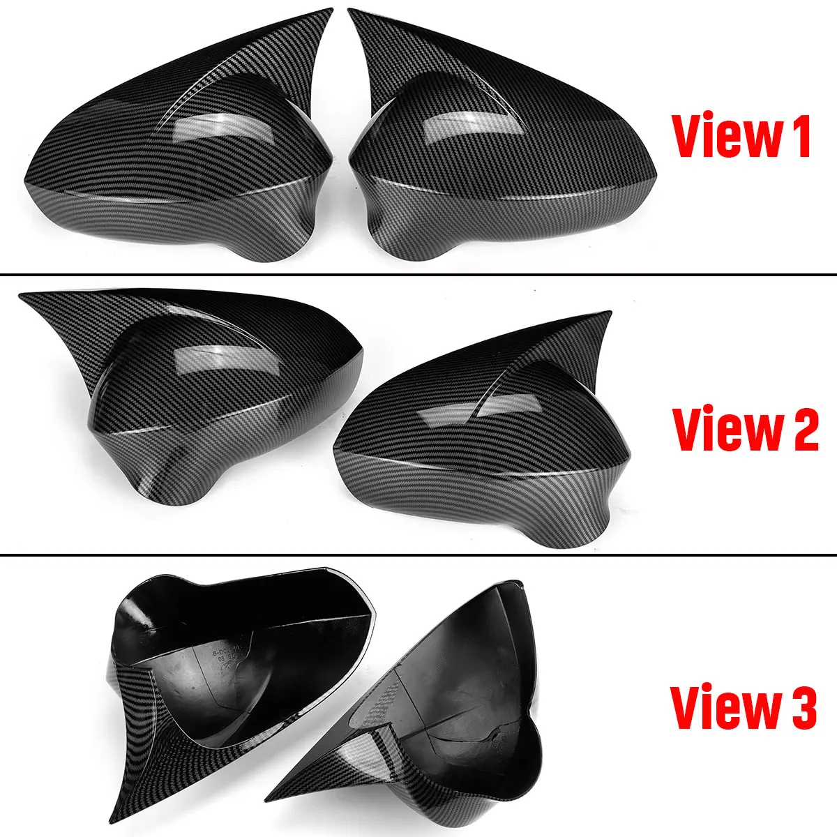 Glänzend schwarz/Carbonfaser-Look Rückspiegelabdeckungen Kappen für Seat Leon MK2 1P Ibiza MK4 6J 2008–2017 Spiegelgehäuseabdeckung – Detail 2