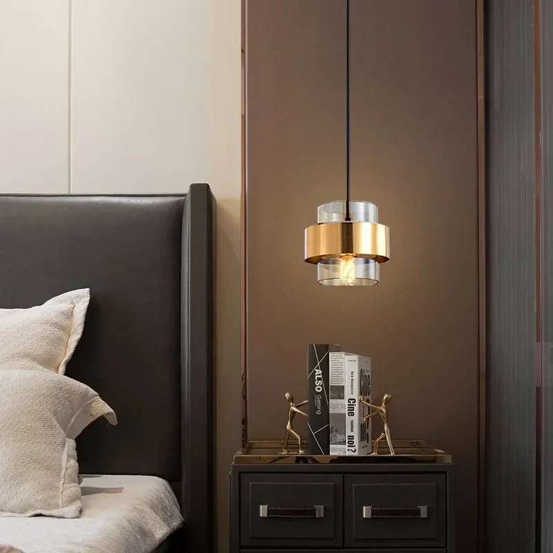 modern glass hanging lamp restaurant coffee bar suspension lighting fixture gold wrought iron glass shade creative pendant light