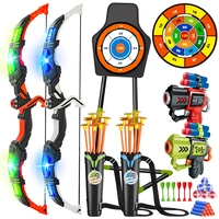 VATOS 2X Bow Arrow + Guns Toy For Kids Night-Light Archery Stand Target Board Indoor Outdoor Game Toys Boys Girls Christmas Gift