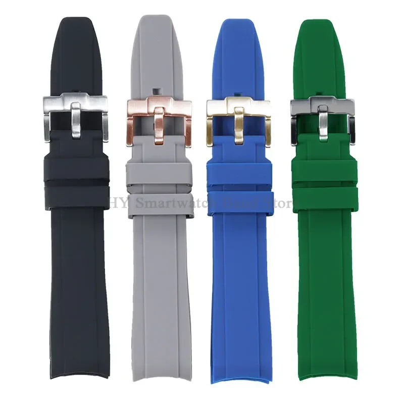 Waterproof Rubber Sport Watch Strap with Curved Design and Metal Pin Clasp