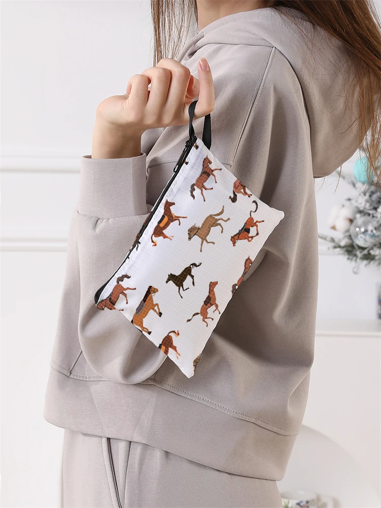 Ladies' Foldable Cartoon Steed Pattern Large Shopping Bag Foldable Storage Reusable Easy to Carry Capacity Handbag