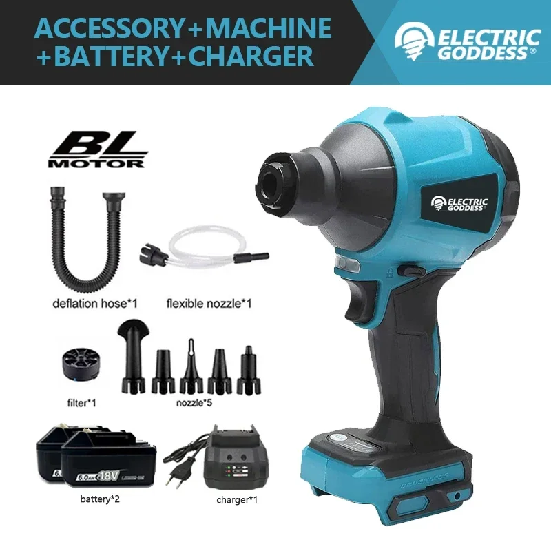 

Makita 18V 40500RPM Cordless Air Blower Dust Blower Inflator Vacuum Multifunction Rechargeable Blower For Battery