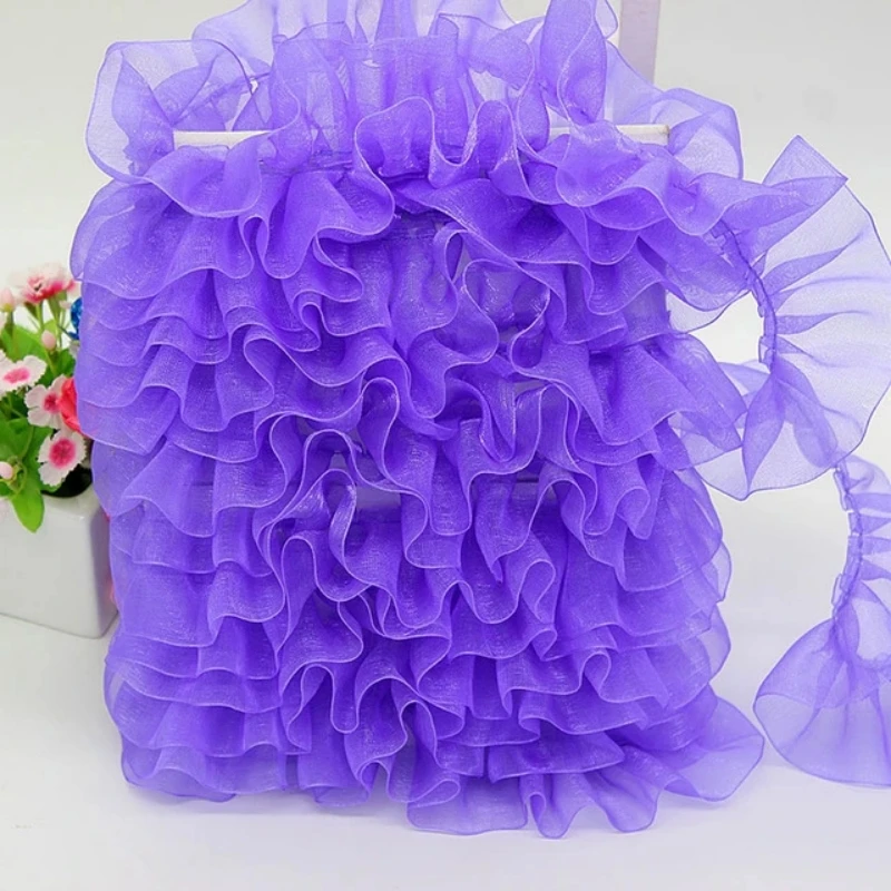 Lace Ribbon Lace Sewing Supplies Lace Sewing Accessories Lace Accessories Lace Garment Accessories Lace Decoration Soft 4CM Wide Pleated Tulle Fine Lace Ribbon Ruffle Trim Collar Applique DIY Crafts Dress Clothes Skirt Pet Bib Sewing Fabric