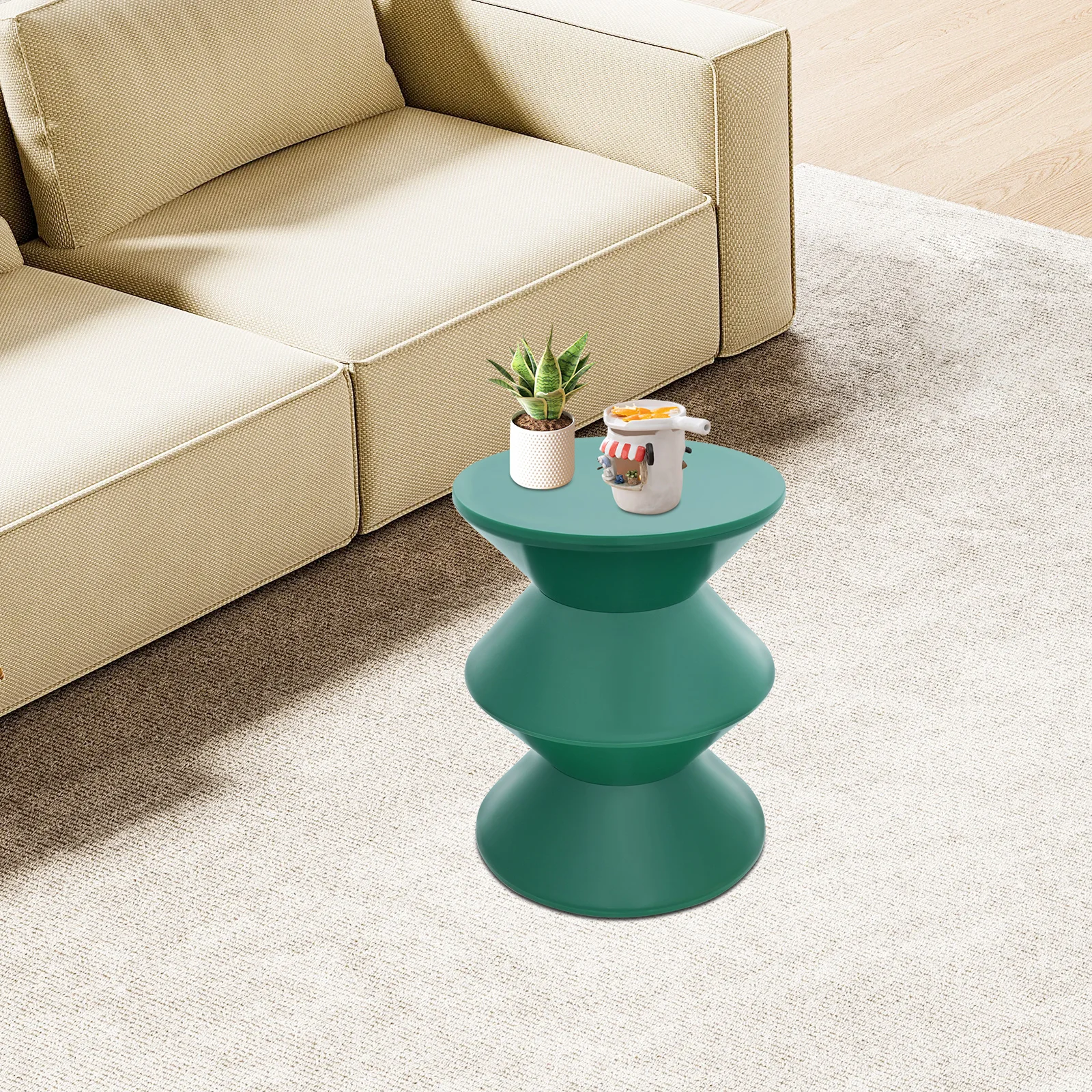 Side Table PET Round Modern Sofa Side Table, Floor Standing End Table 2