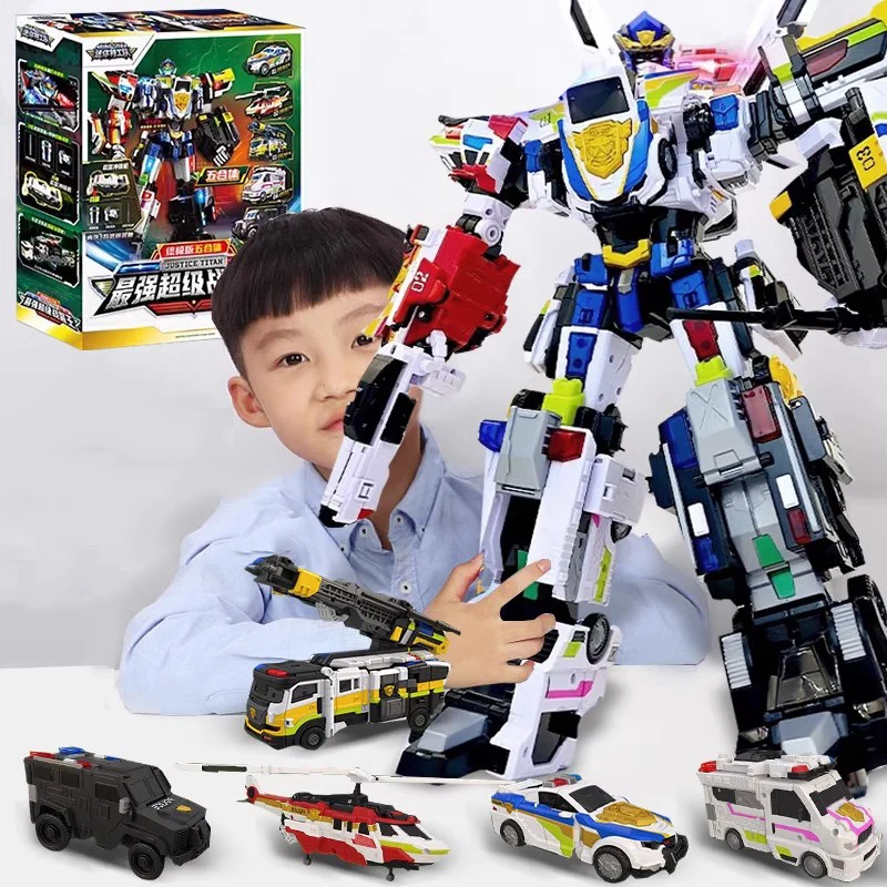 5 in 1 MiniForce 7 JUSTICE TITAN Transform Combined Robot Toys
