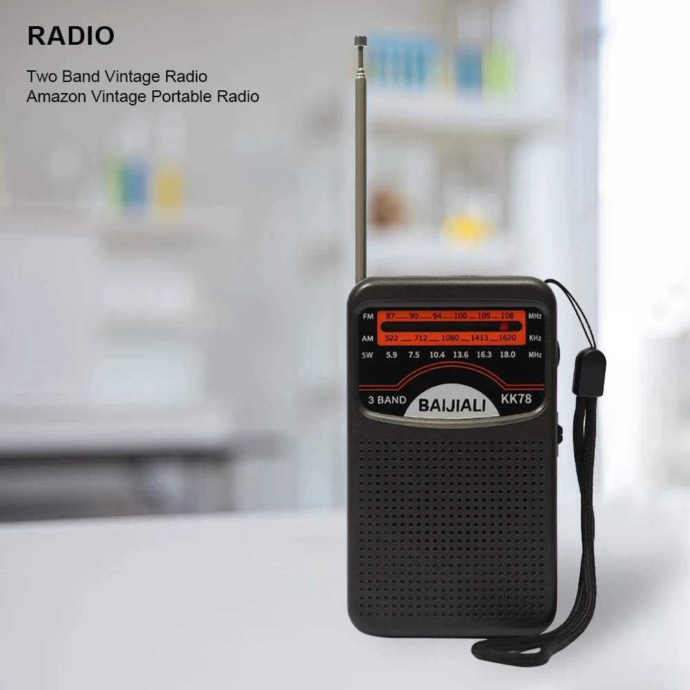 Draagbare AM/FM-radio, Kleine Draagbare Radio - Ingebouwde Luidspreker, Telescopische Antenne, Standaard Koptelefoonaansluiting, Muziekspeler, Kleine Radio op Batterijen