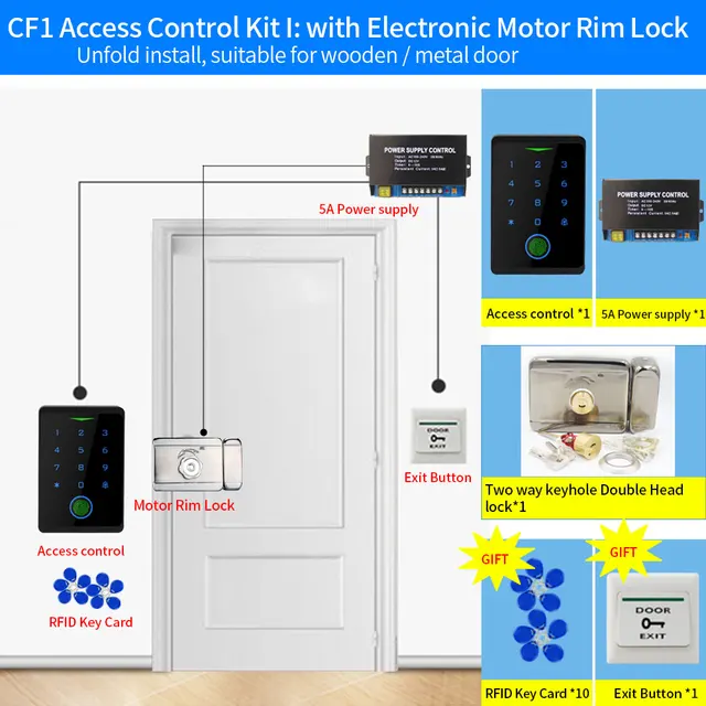 Outdoor Tuya App Wifi Access Control System Kit Set Waterproof RFID EM Fingerprint Keypad + 180Kg Electric Magnetic Strike Locks 6