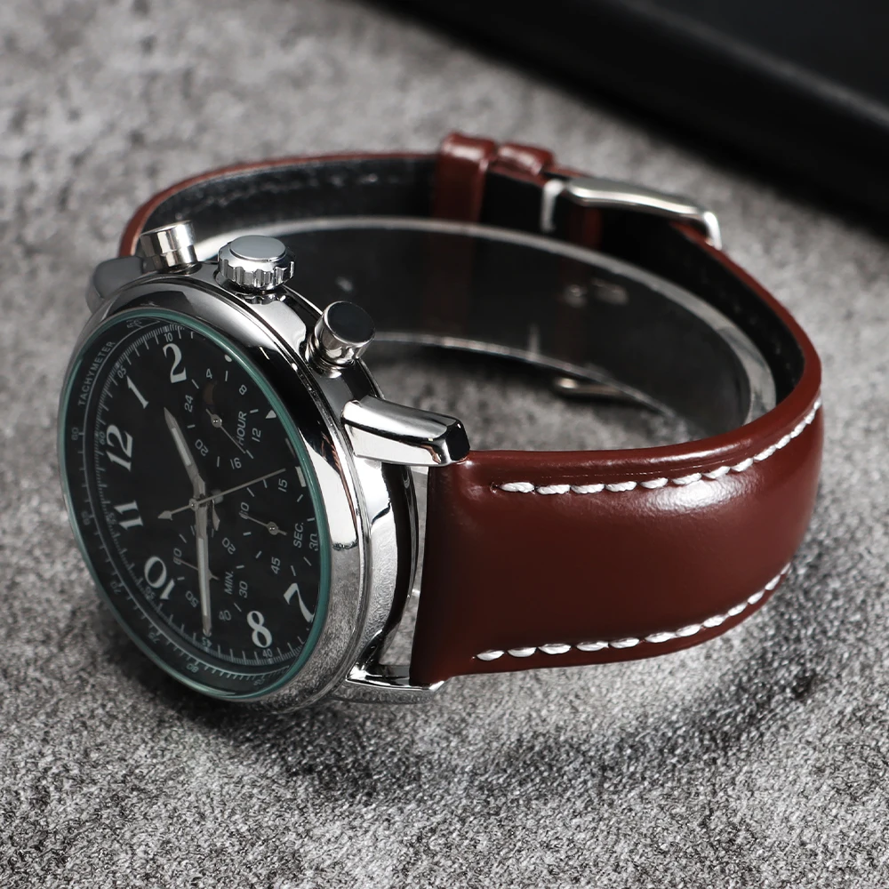 Vintage Polished Cowhide Quick Release Stitching Watch Strap, 20-22mm Universal Wristband
