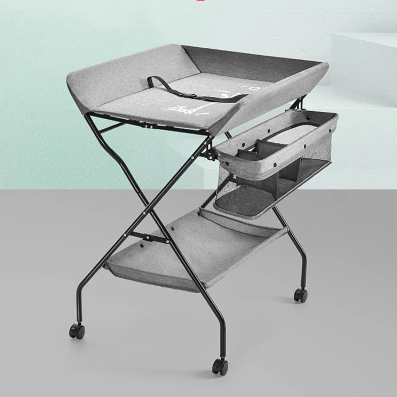 Baby changing table diaper clothes nursing desk newborn massage touching foldable multi-functional bed blue