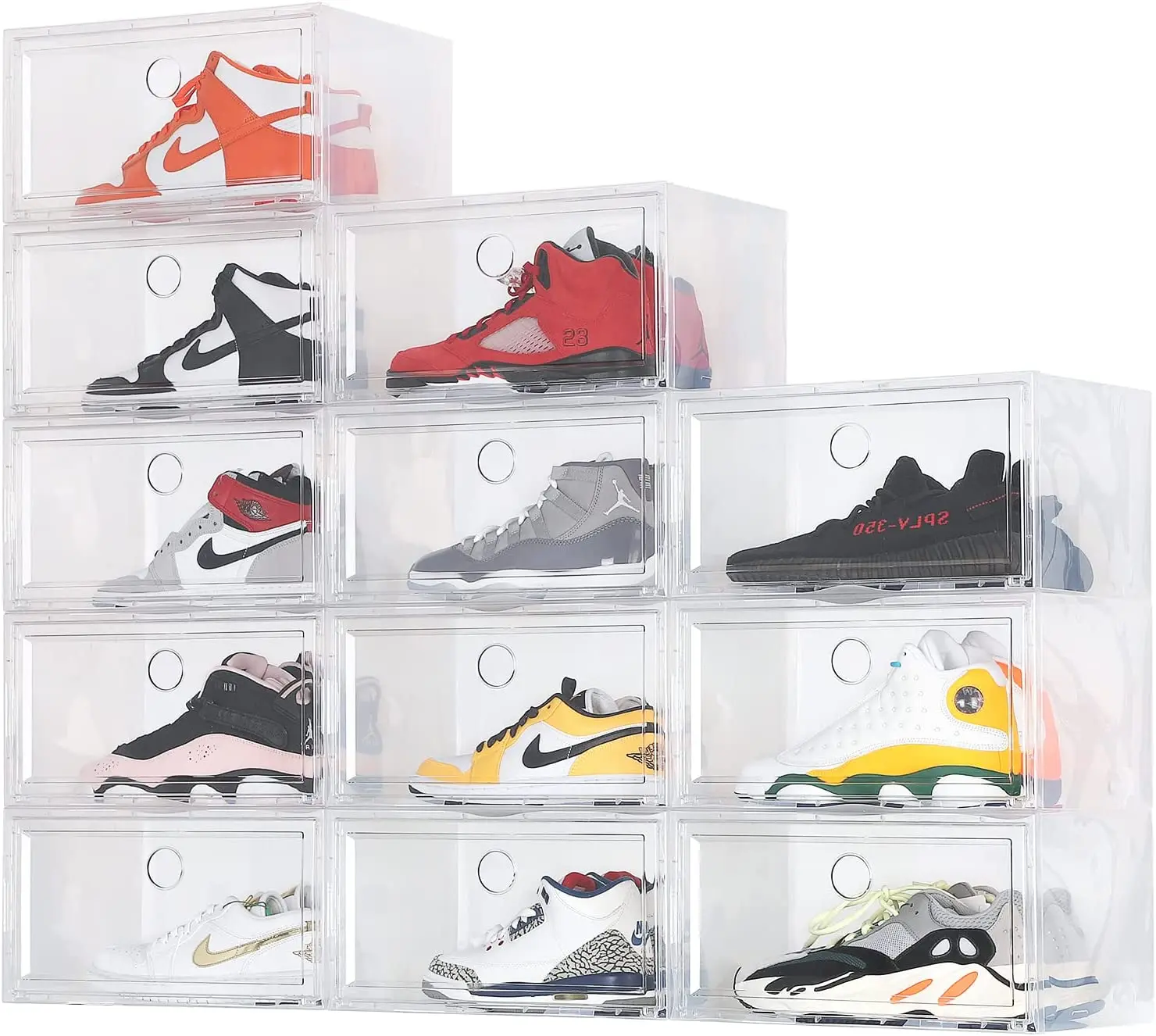 3/6/12 Stable Plastic Shoe Boxes with Lids AJ Sneaker Boots Organizer for  Closet