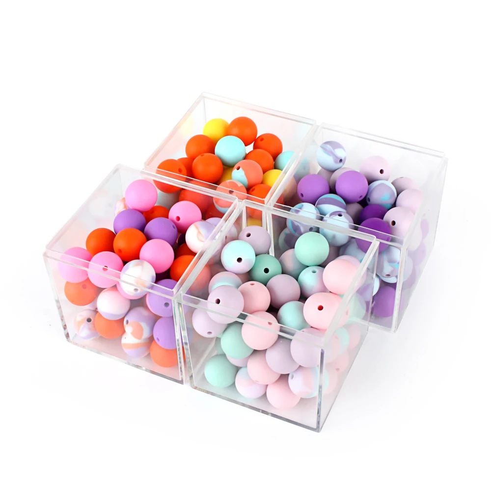 15mm 50pcs 실리콘 비즈 식품 등급 실리콘 Teether 라운드 비즈  씹을 수 있는 젖니 비즈 DIY 선물용 젖꼭지 체인