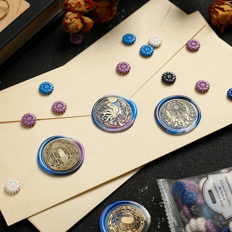 Sealing Wax Stamp Seal Sunflower Pearlescent Mixed Color about 100pcs sealing wax beads,sealing wax beans,wax seal beads