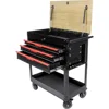 3-Drawer Rolling Tool Chest Cabinet, 38-Inch Tool Box, Multifunction Tool Cart with Wheels and Wooden Top, Drawer Liner, Mobile 2