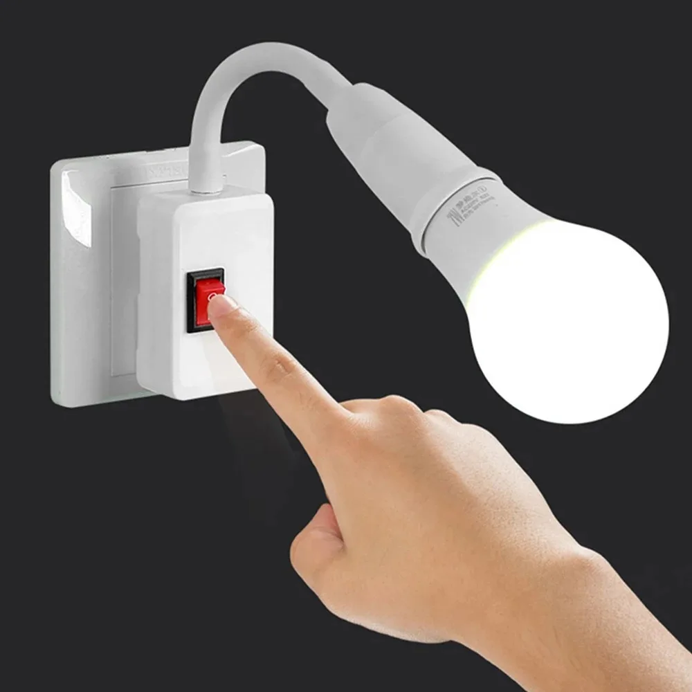E27 Rotary Lamp Head Switch EU US Plug Socket Converter 360&deg; Adjustable LED Table Lamp Base Holder Direct Plug-in Lighting adjustable led table lamp