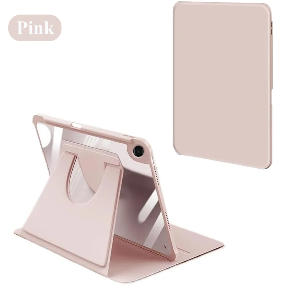 360 Degree Rotating Swivel Stand Protective Tablet Case with Clear Back Cover