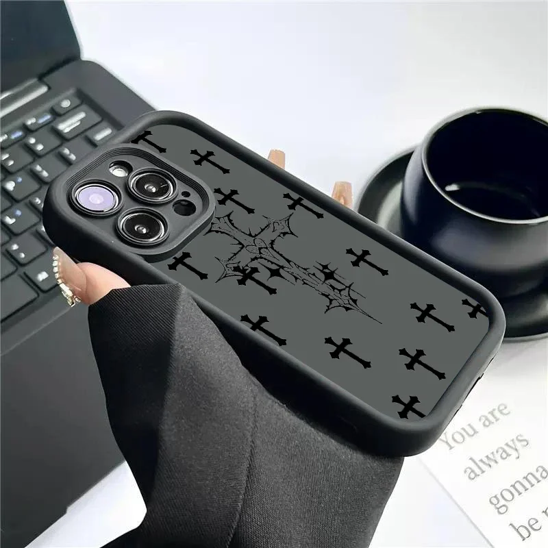 Luxury Black Cross Design Soft TPU Phone Case