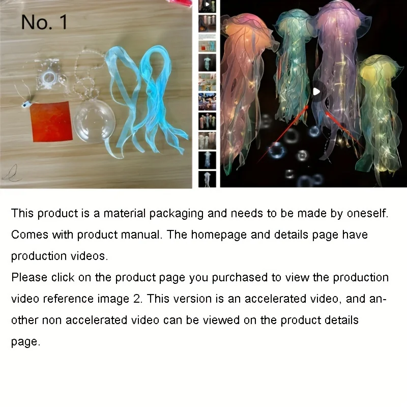 1pc Handmade DIY Jellyfish Lantern, Upgraded Thick Material, Decorative Hanging LED Light, Room Decoration Light 2