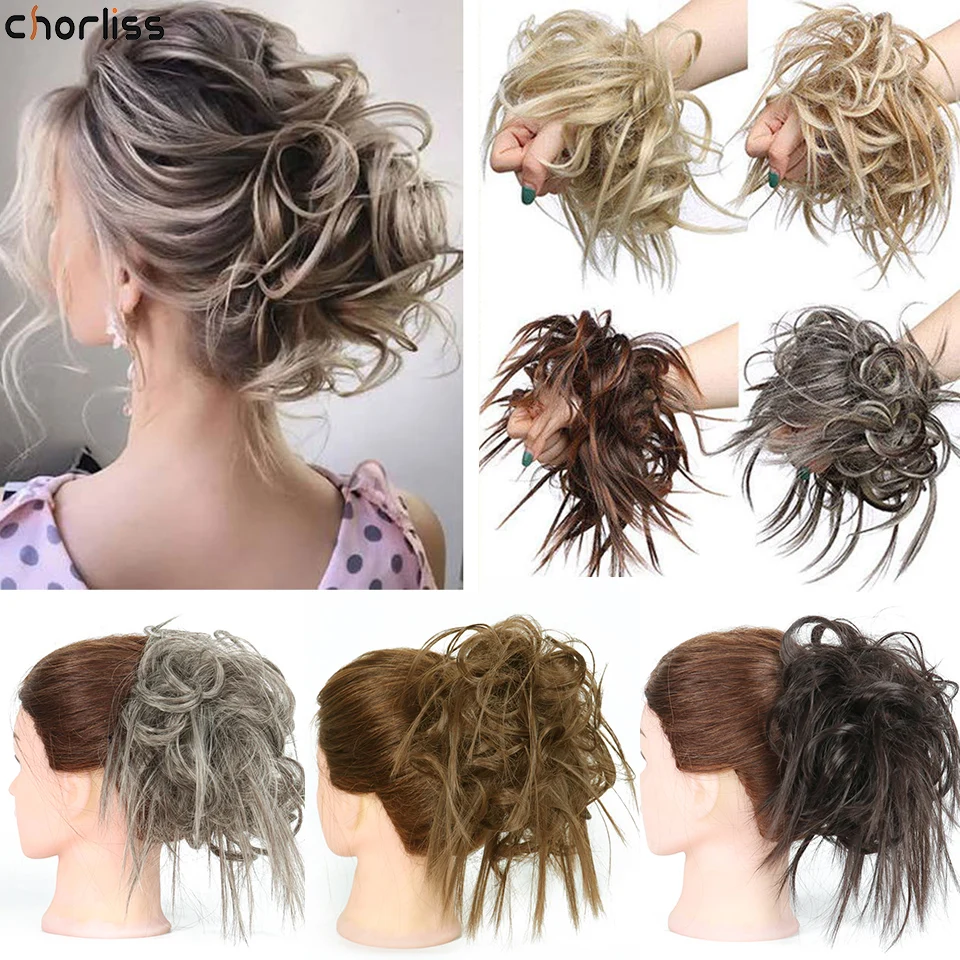 

Synthetic Fluffy Hair Bun Claws Messy Tousled Hairpiece Elastic Band Chignon Scrunchie Ponytail Extensions Hair Bow Clips Women
