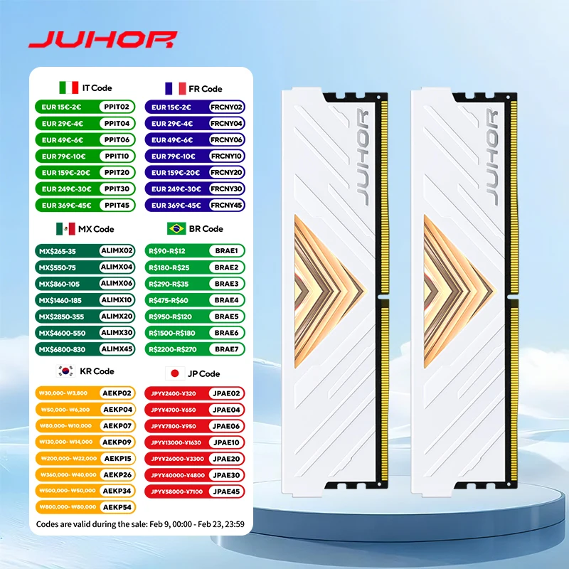 JUHOR デスクトップメモリ​​ DDR4 8GB 16GB 3200MHz 3600MHz 16GBX2