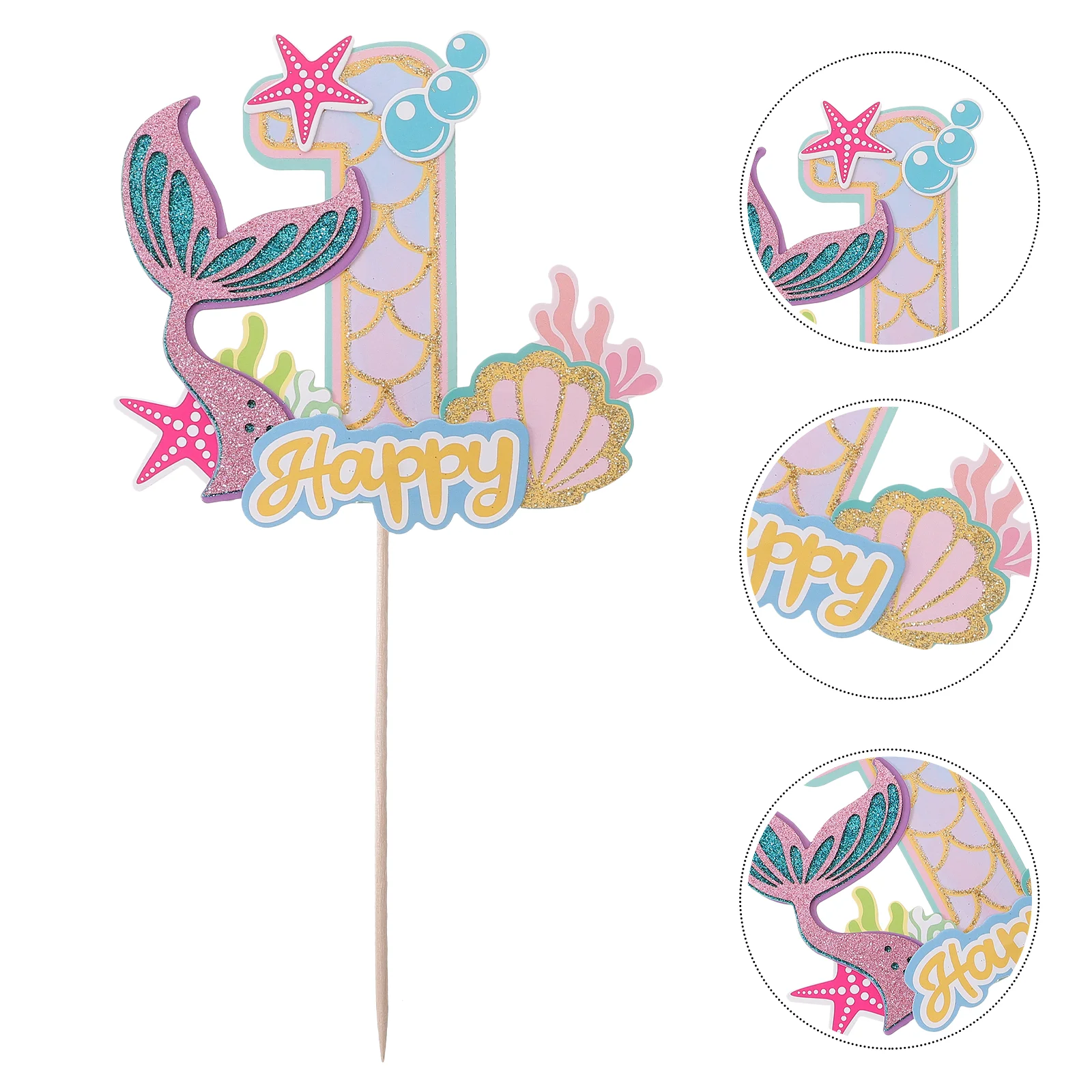 

10 Pcs Paper Cups Mermaid Cupcake Topper Style Toppers Birthday Party Supplies Decor Wood Decorations Child Ocean