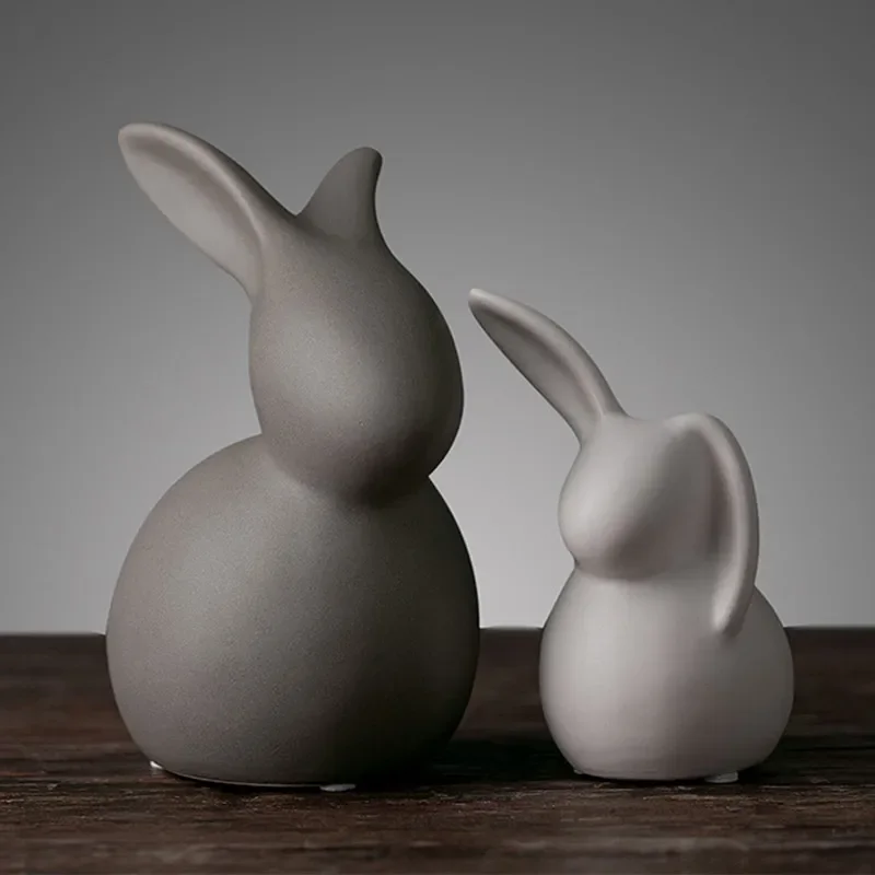 Nordic Ceramic Animals Ornaments Home Cabinet Crafts Elephant Cat Deer Rabbit Snail Miniatures