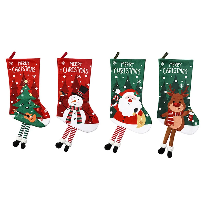 

1pc Christmas Stocking Santa Socks Large Capacity Gift Bag Hanging Christmas Decor Christmas Eve Tree Ornaments New Year Gift