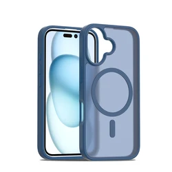 Slim Matte Translucent Magnetic Phone Case with Magsafe Compatibility - iPhone 12 Mini (Navy Blue)