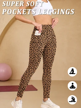 Super Soft Sports Leggings With Pockets For Women, High Waisted Tummy Control Workout Yoga Running Tight Pants. 1