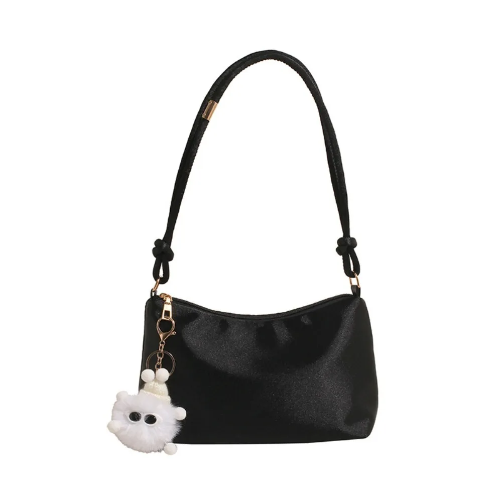 Casual Solid Color Fashion Elegant Shoulder Bag Smooth Cloth Satin Underarm Bag Leisure Shoulder Bag