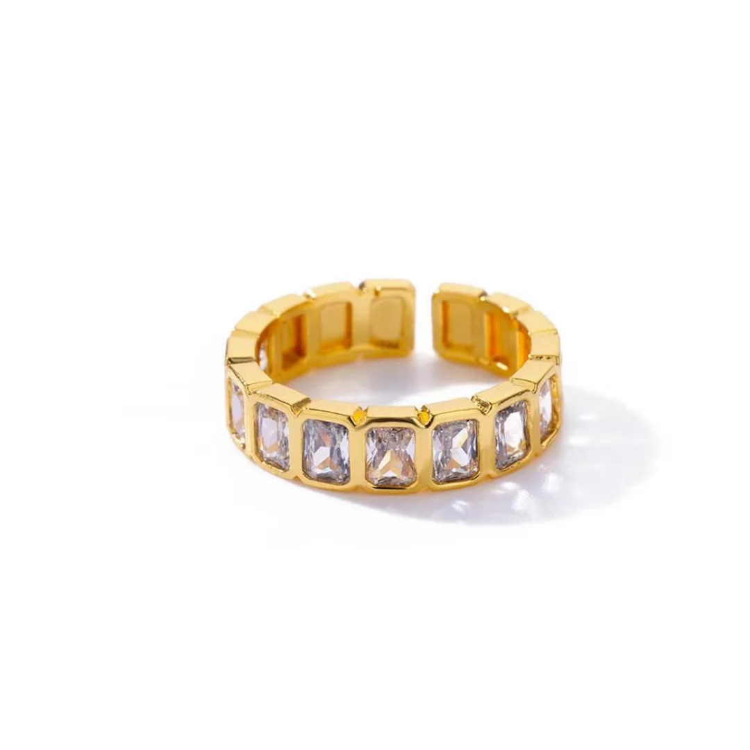 White square zirconia splicing open ring packaging detail