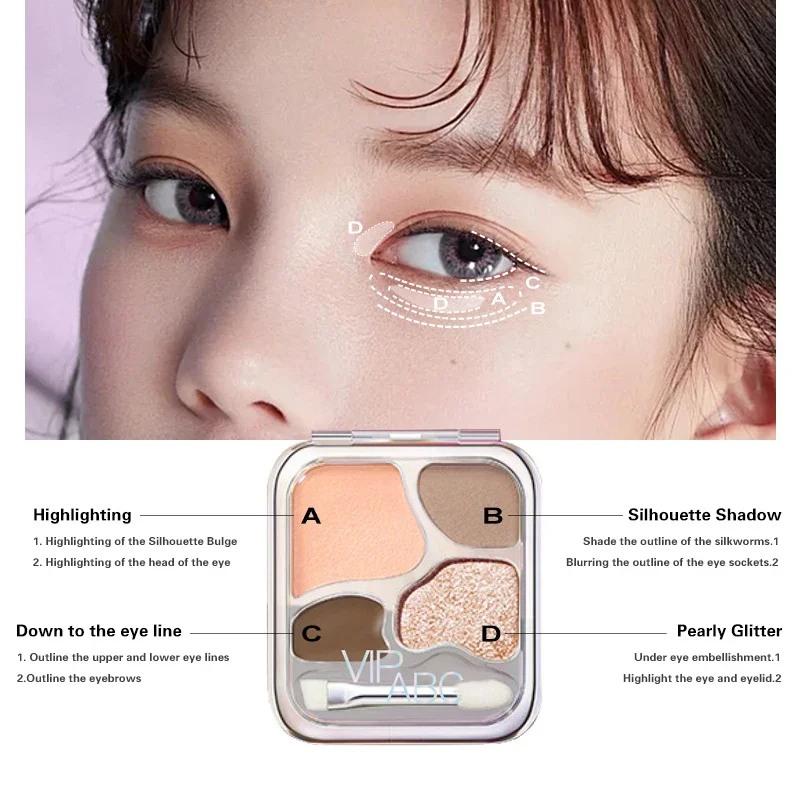 Eye Shadow Powder 4 Colors Palette Blush Eyeliner Eyeshadow Highlight Contour Palette Cute Makeup Beauty Cosmetics