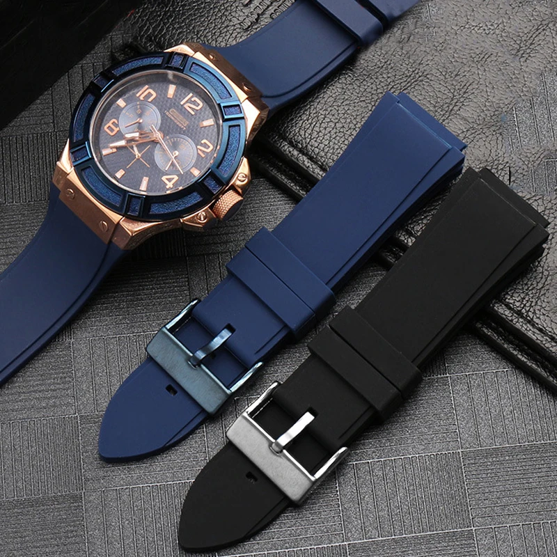 salon inleveren boiler 22Mm Rubber Horlogeband Voor Guess W0247G3 W0040G3 W0040G7 Horloges Band  Merk Horloge Band Blauw Zwart Mannen Siliconen Sport Armband - AliExpress