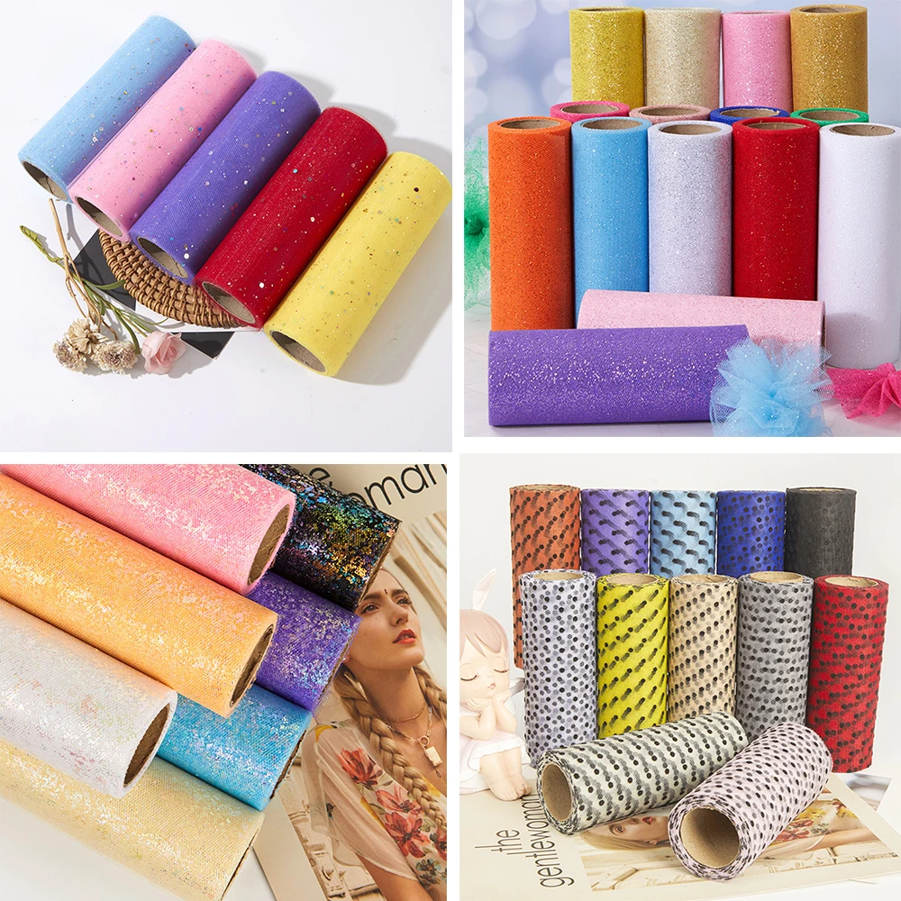 6 Inch by 10 Yards Tulles Mesh Fabric For DIY Tutu Skirt Sewing Bows Wedding Decoration Halloween Crafts Supplies Material