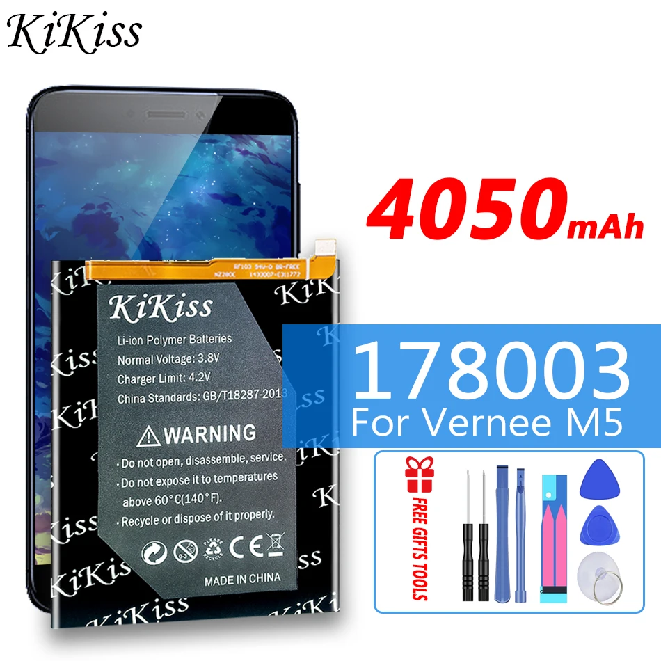

178003 4050mAh KiKiss Rechargeable Battery for Vernee M5 178003 VerneeM5 Big Power Bateria