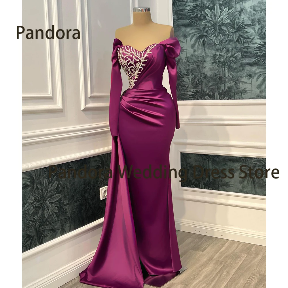 

Женское платье с юбкой-годе Pandora, Черное вечернее платье до пола с открытыми плечами и длинным рукавом, украшенное стразами, для свадьбы, дня рождения, лето