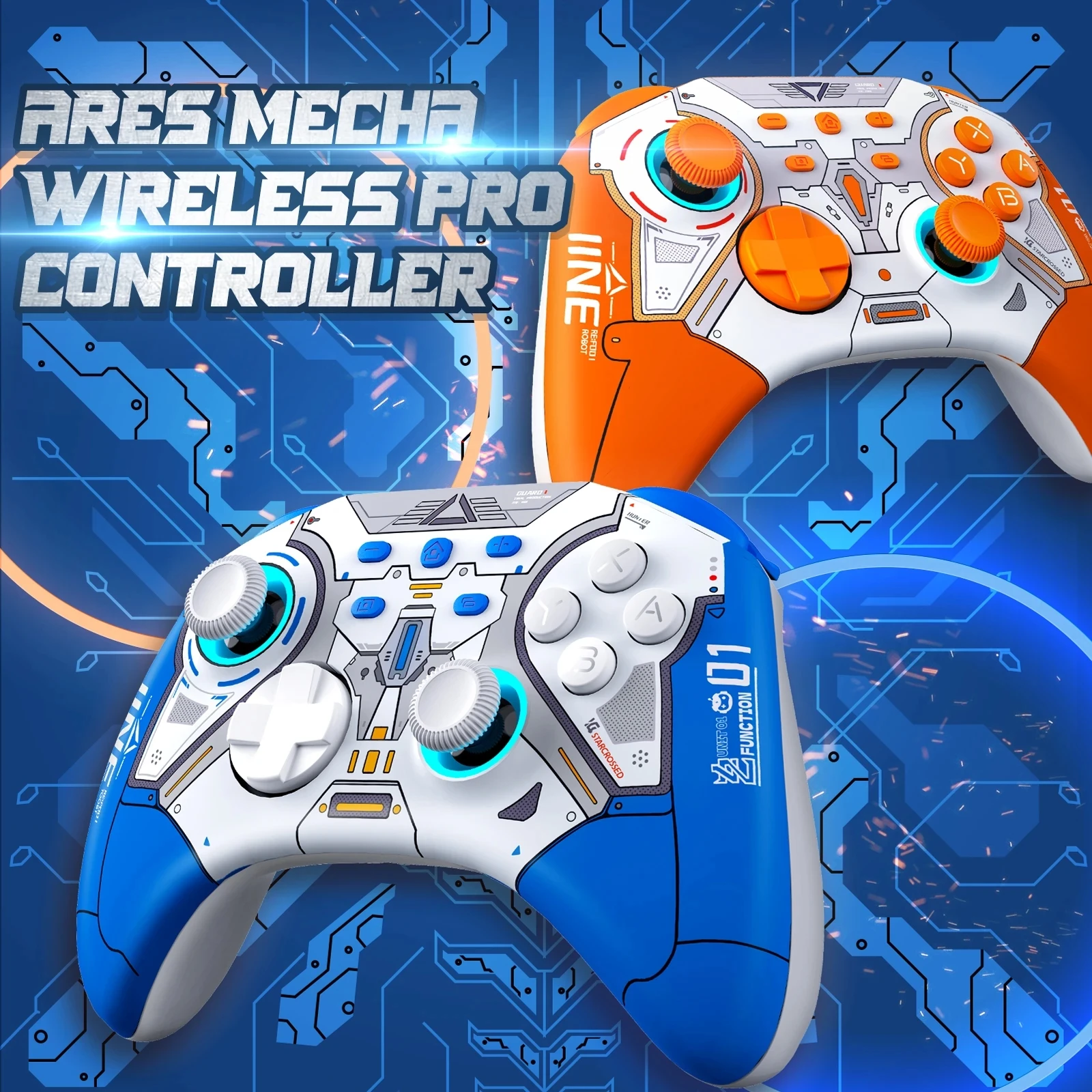 

IINE Ares Mecha Wireless Pro Controller with Headset Jack RGB Light compatible For Switch Steam PC Wake up