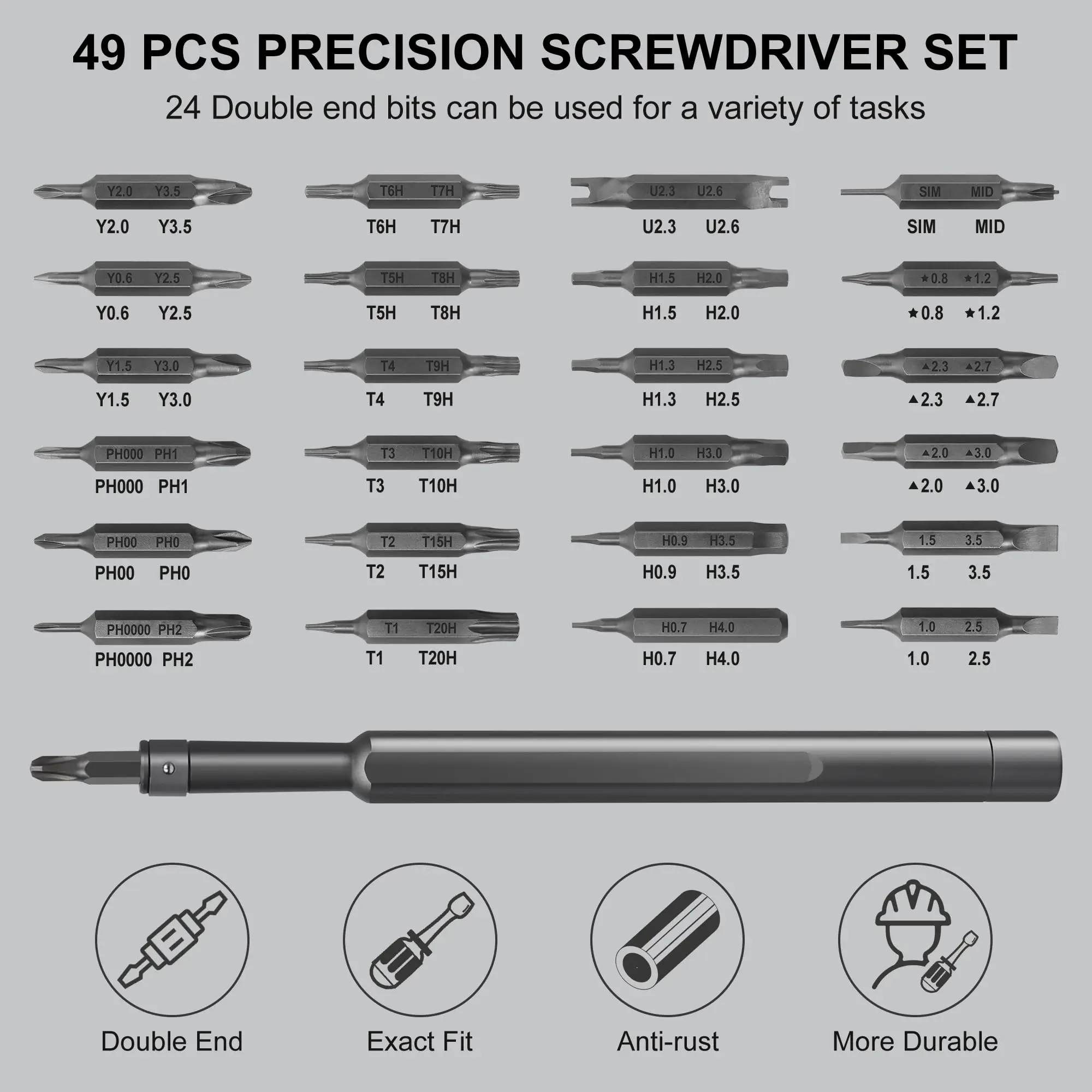 Precision Screwdriver Set 49 in 1 Small Screwdriver Set Magnetic Repair Tool Kit for Laptop iPhone Cell Phone PC MacBook - 2