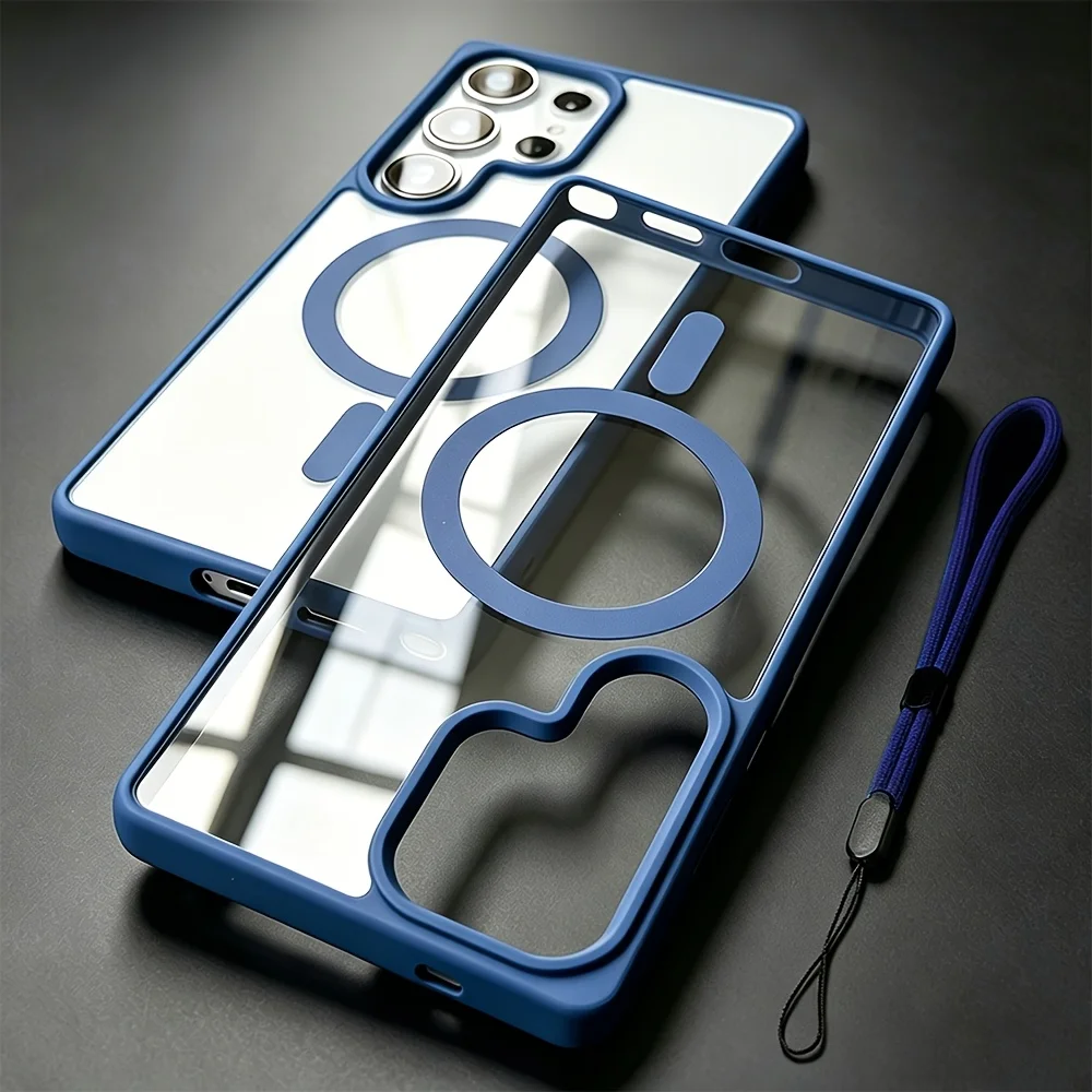 Sleek Transparent Acrylic Magnetic Phone Case with Hand Rope Cover