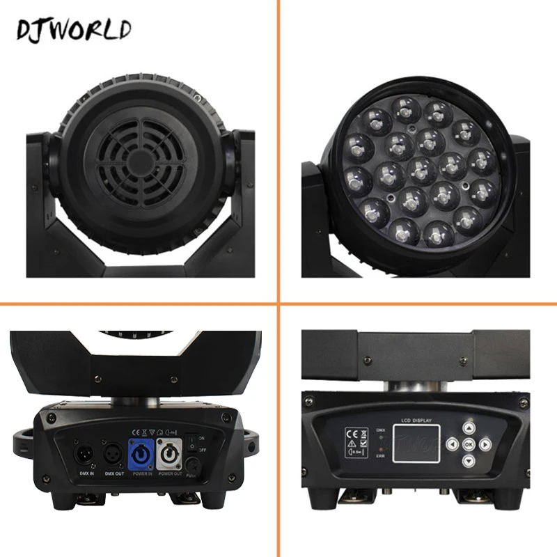 DJWORLD LED Light 19x15W RGBW Zoom Wash Lighting Beam DMX Stage Lighting Wedding Church Soundlights Spotlight DJ Club Equipment