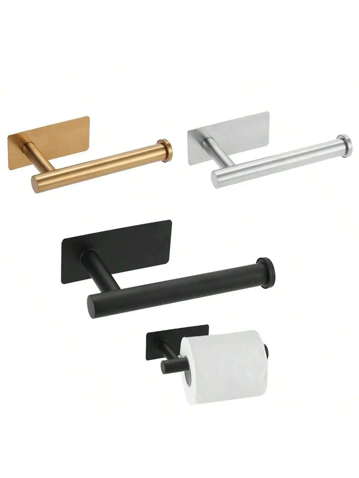 1pc Stainless Steel Toilet Paper Holder, Simple Solid Color Wall Mounted Bathroom Tissue Rack Toilet tissue Paper towels holder