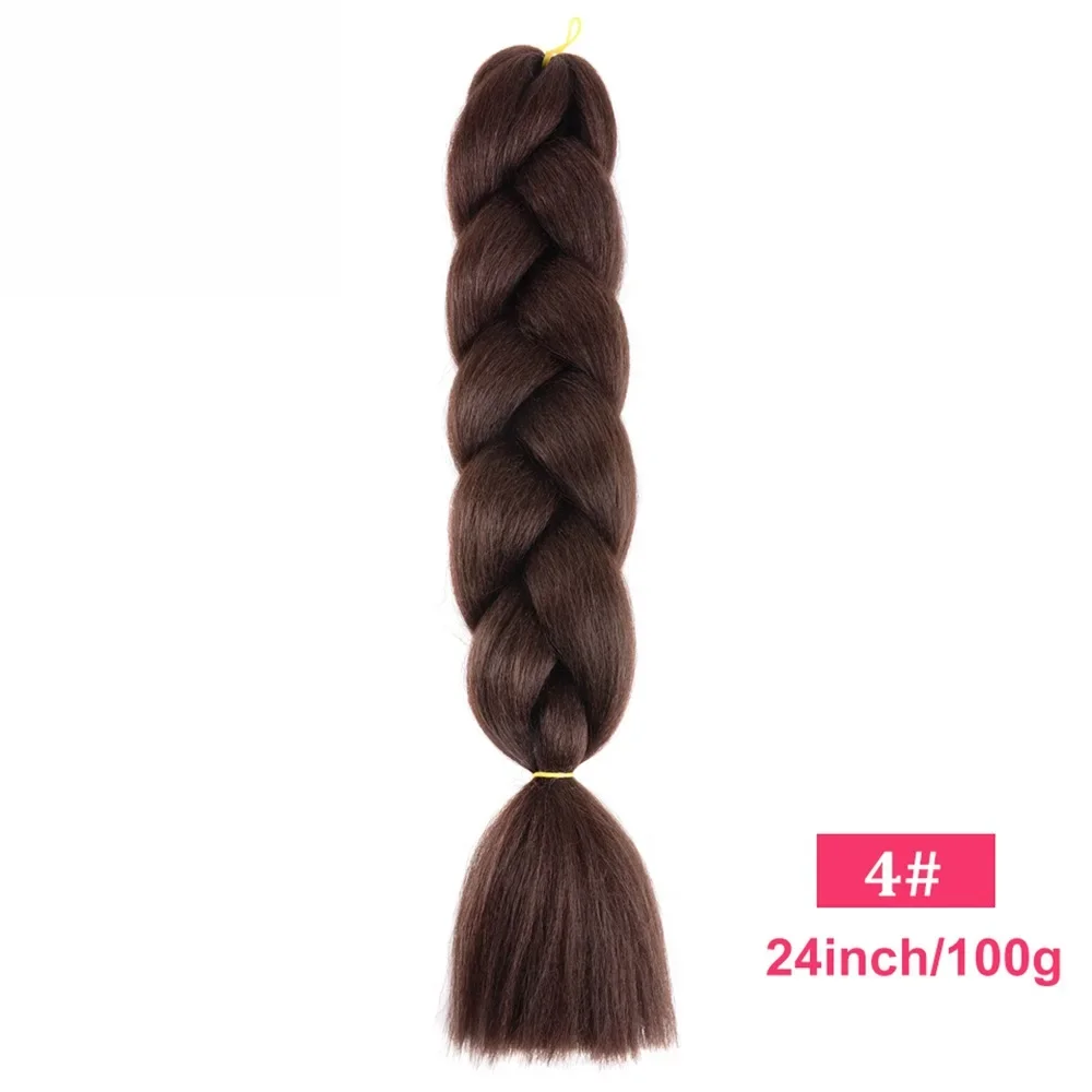 24 Inches Synthetic Fiber Pure Color Straight Jumbo Braids Hair Extensions For Women And Girl African Braiding Hair 1B 2# 4# 30 4