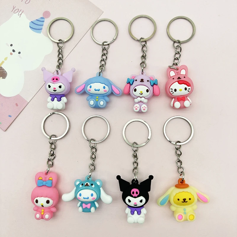 

Sanrio Аниме брелки Hello Kitty Melody Kuromi Cinnamoroll Мультяшные куклы экшн-фигурки модели сумки подвеска брелок автомобильный брелок