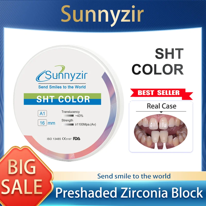 

Sunnyzir CAD CAM CNC Dental Zirconia Block 5 Axis Milling For Zirconio Dental Dics For SHT Preshaded Denture Material