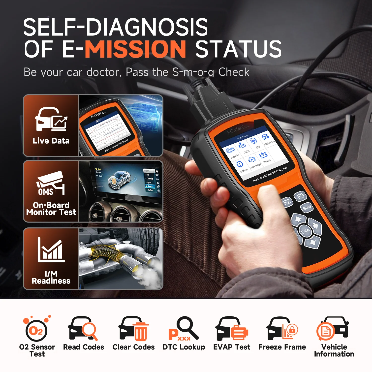 FOXWELL NT630 Plus Wireless OBD2 Automotive Scanner Diagnostic Tool for Code Reader SRS Airbag ABS Brake Bleed Scan Tester 2