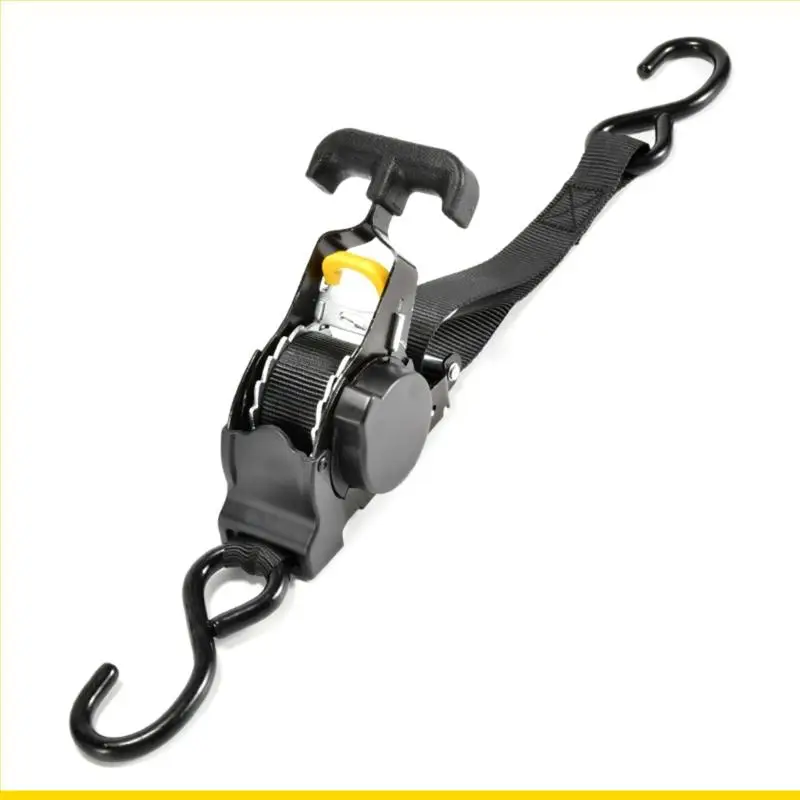 Motorcycle Transport Tie Down Strap with Ratchet Ergonomic Designs Automatic Retracting Designs for Secure Fastening