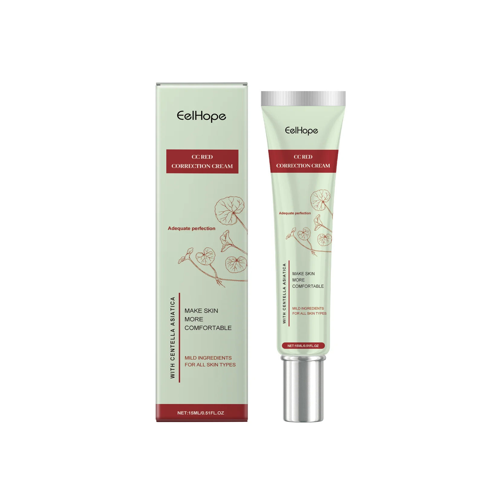 EelHope Centella Asiatica CC Cream - Moisturizing, Concealing Foundation for Nude Makeup, Brightening Complexion & Hydrating