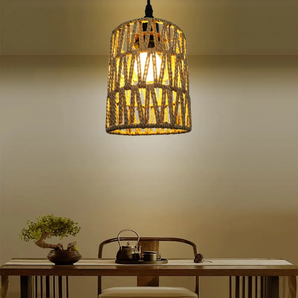 Retro Vine Pendant Light 3-Lights Rattan Light Fixture Light Chandelier Lighting Hand-woven Wicker Ceiling Light Restaurant