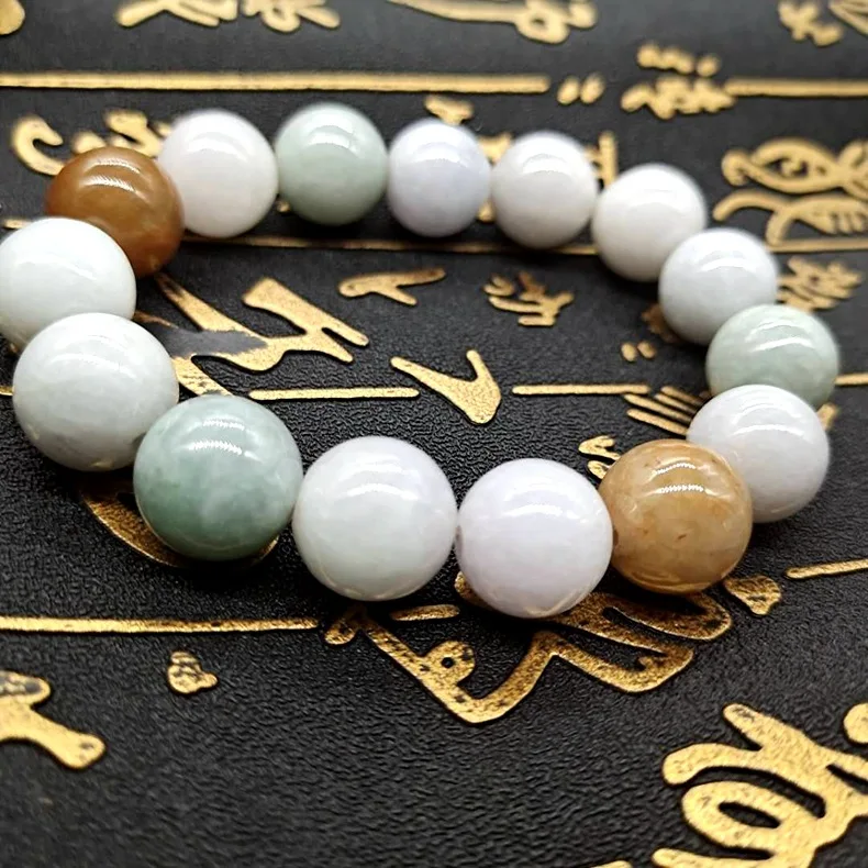 

14mm Myanmar Jadeite Jade Bracelet Men Women Fine Jewelry Accessories Genuine Natural Burma Jades Stone Beads Bracelets Bangles