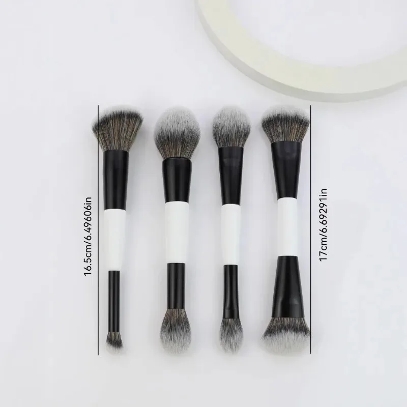 Double Head Makeup Brushes 2 In 1 Flat Angled Foundation Concealer Contour for Blending Loose Powder Liquid Cream Cosmetic Tools - 6
