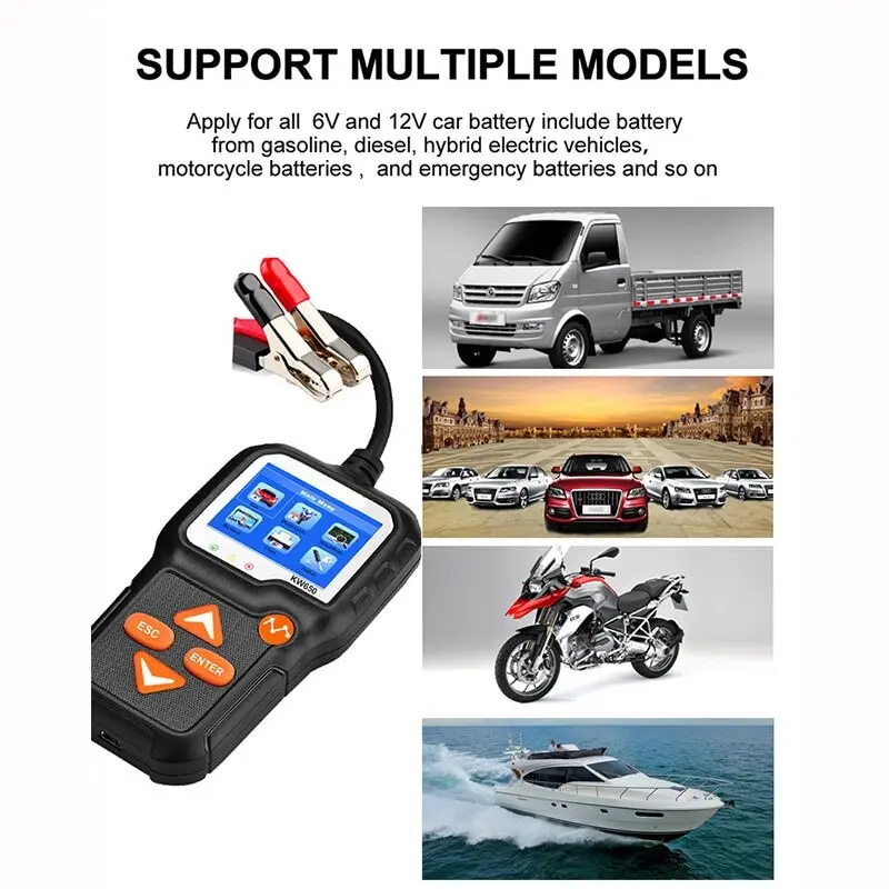 KW650 Battery Tester High Precision Color Screen 6V to 12V Car Motorcycle Battery Car Lawn Mower Imported Chip Battery Tester 5